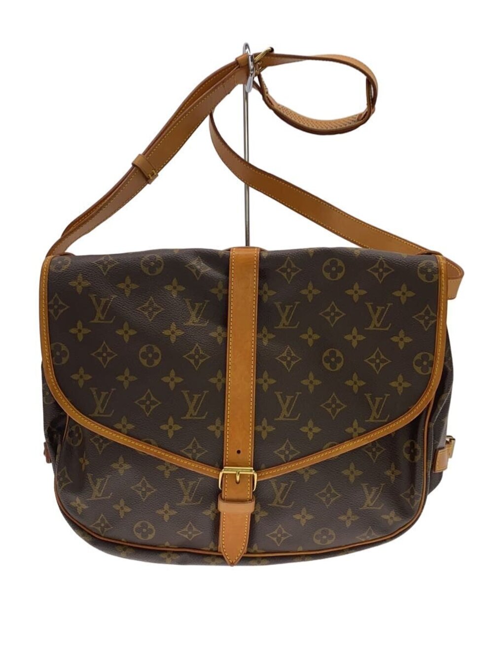 LOUIS VUITTON Shoulder Bag Leather Brown All over